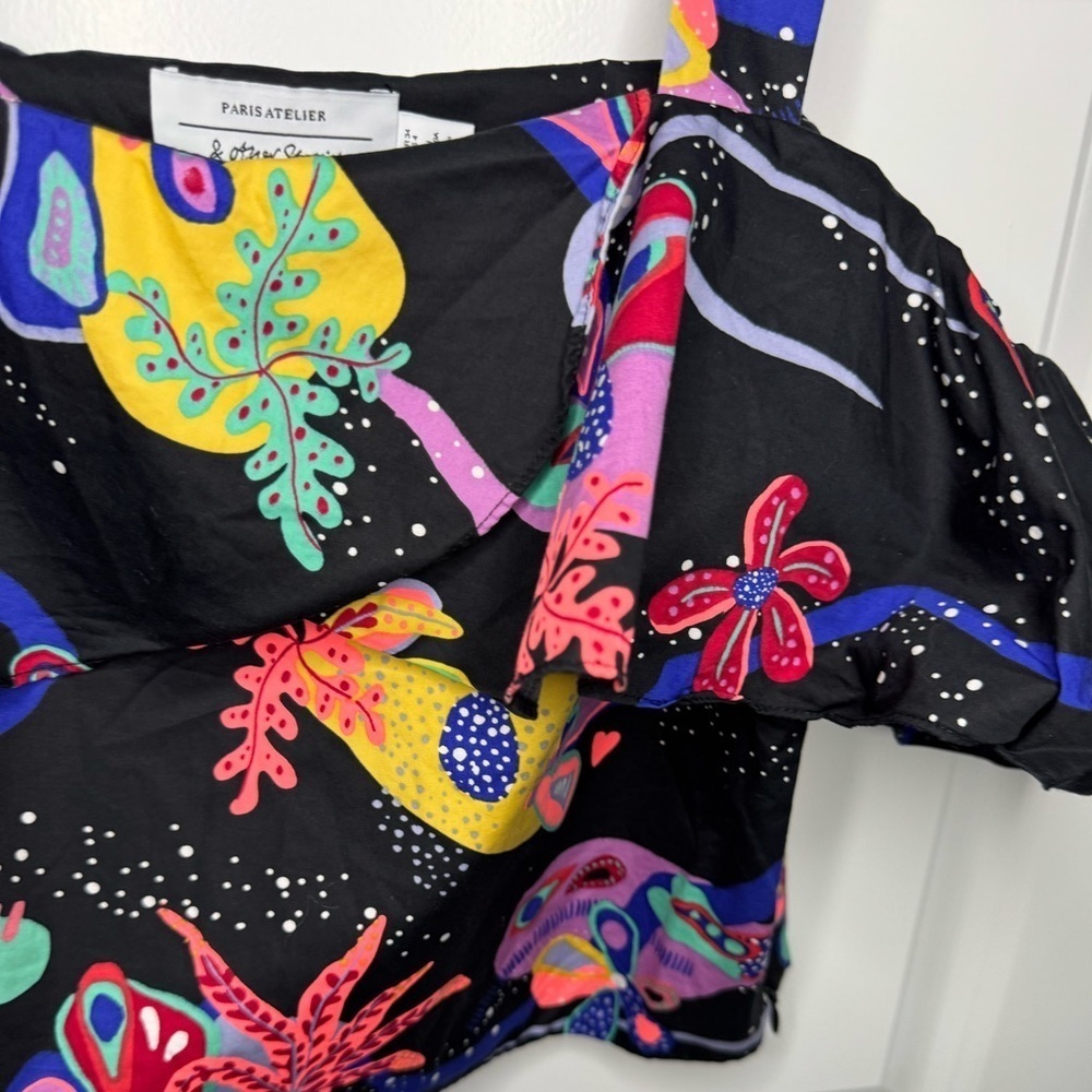 Paris Atelier & Other Stories Multi Color Black Crop Top Size 4 - Picture 8 of 8